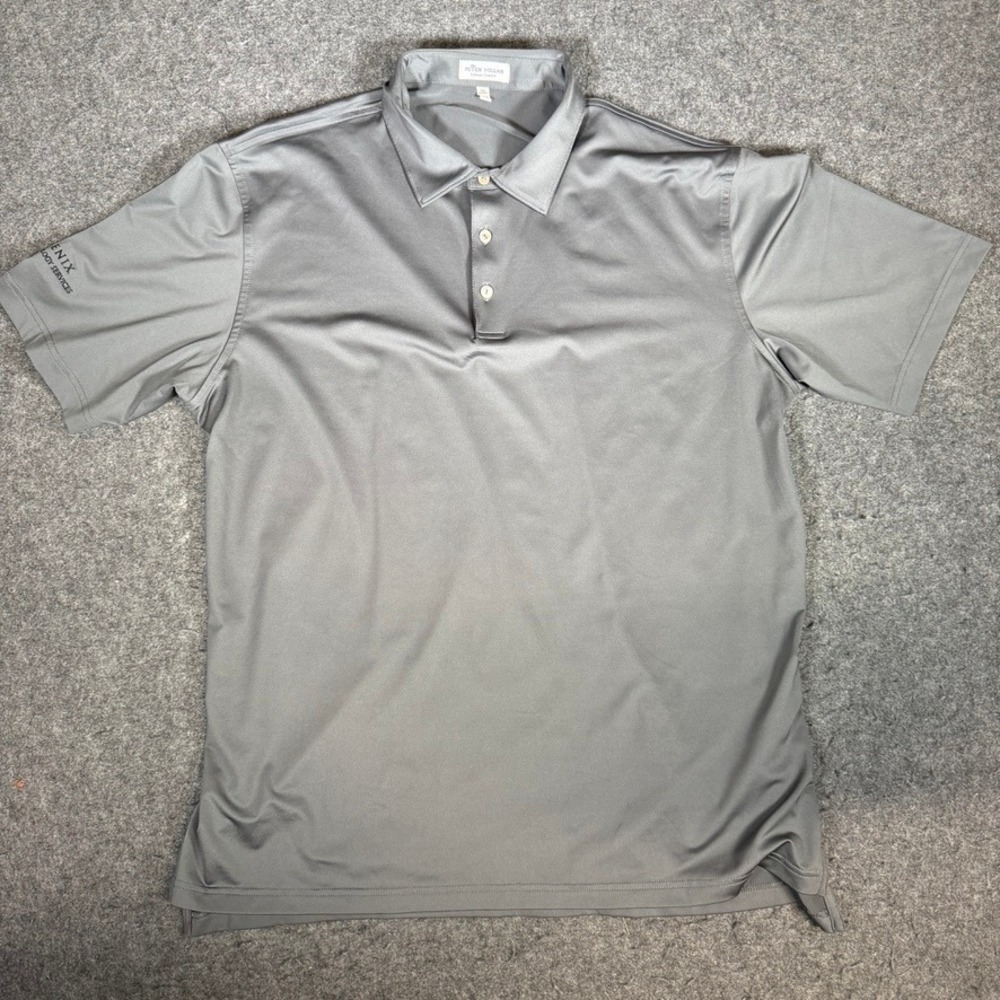 Peter Millar Summer Comfort Mens XL Gray Polo Golf Shirt Short Sleeve LOGO‎